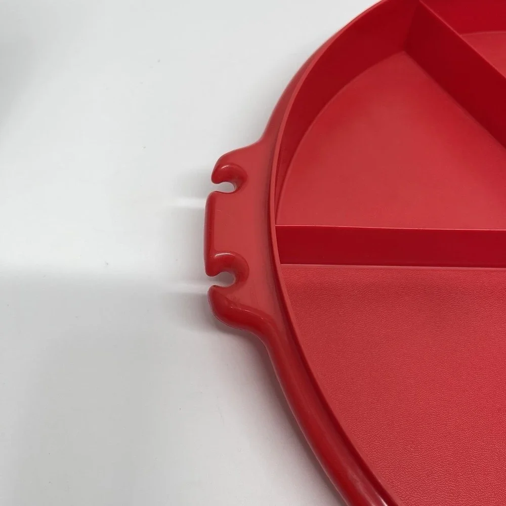 Tupperware 405 Red Divided Party Vegetable‎ Relish Serving Tray & Lid No Handle